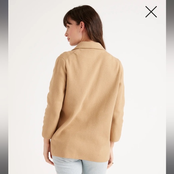 Quince 100% Organic Cotton Knit Blazer sweater camel tan medium - Picture 5 of 5